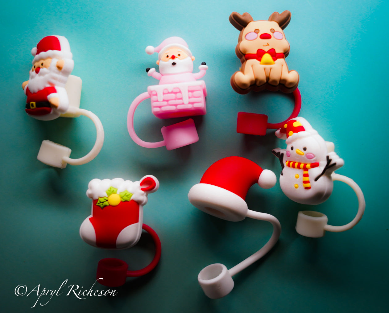 Festive Christmas Straw Toppers – Reusable Holiday Drink Accessories