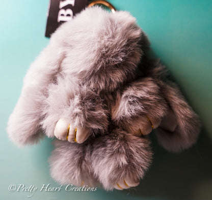 Super Plush Bunny Keychains – Fuzzy Faux Fur Rabbit with Golden Key Ring