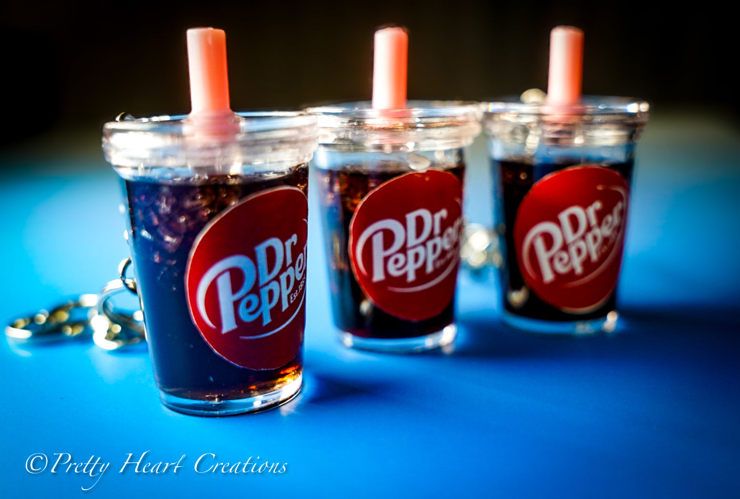 Mini Dr Pepper Glass Keychain – Sip-Sized Sweetness on a Heart