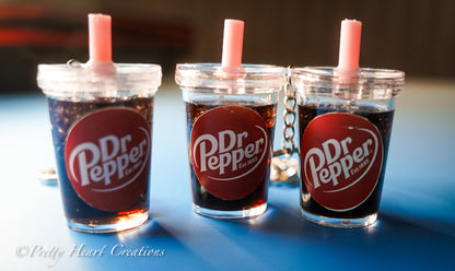 Mini Dr Pepper Glass Keychain – Sip-Sized Sweetness on a Heart